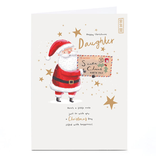 Personalised Christmas Card - Santa Holding Letter, Daughter