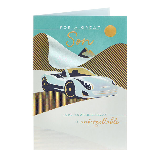 Son Unforgettable Sports Car Birthday Card