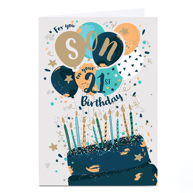 Personalised 21st Birthday Card - Birthday Cake, Son