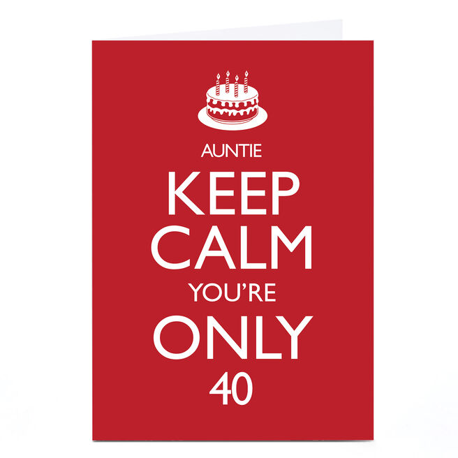 Personalised Birthday Card - Keep Calm Auntie, Editable Age