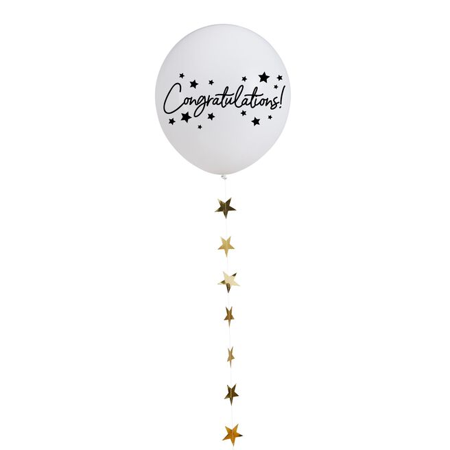 Congratulations 18-Inch Latex Balloon & Trailing Star Tail