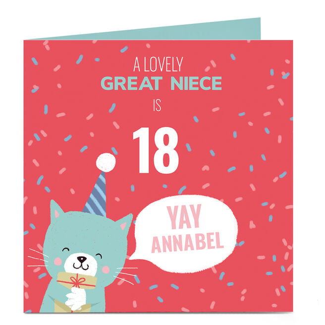 Personalised Birthday Card - Cat In A Party Hat