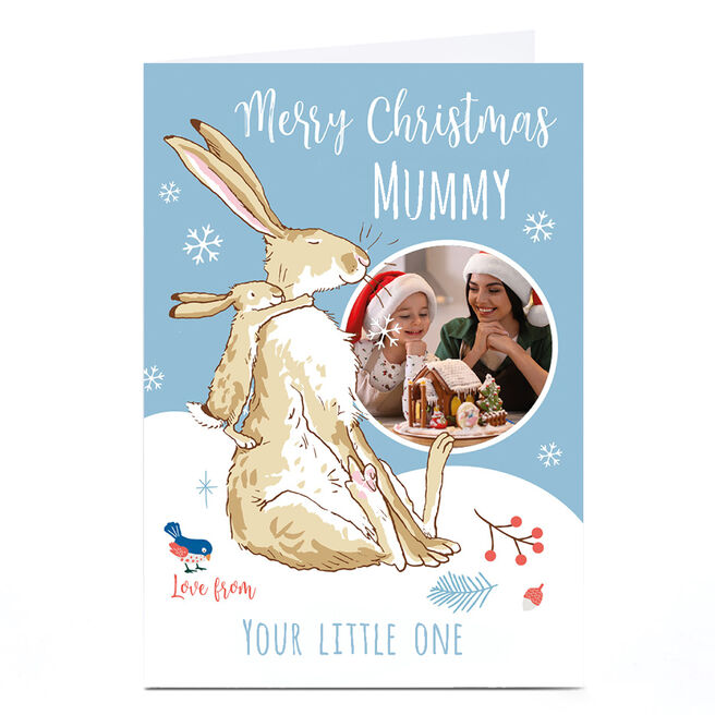 Photo Guess How Much I Love You Christmas Card - Mother and Baby Hare