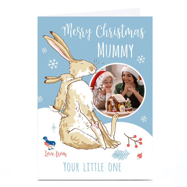 Photo Guess How Much I Love You Christmas Card - Mother and Baby Hare