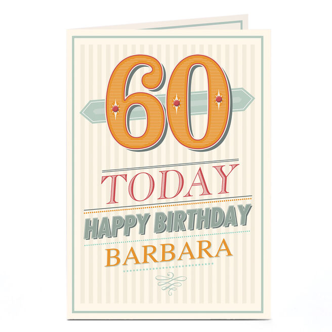 Personalised 60th Birthday Card - Stripes