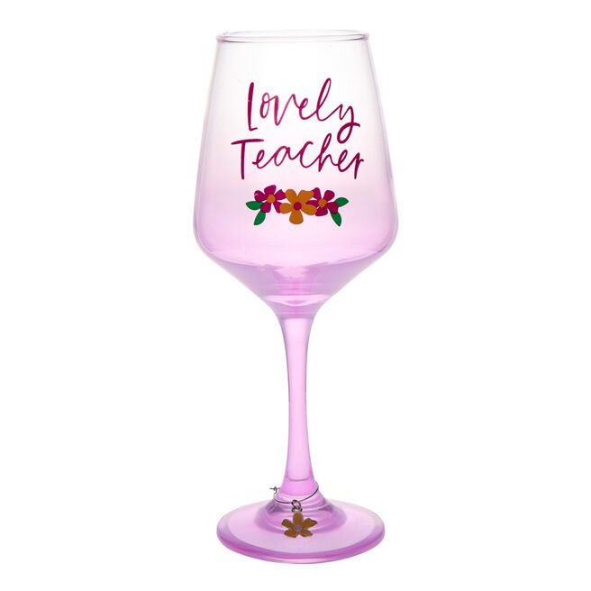 Lovely Teacher Floral Wine Glass