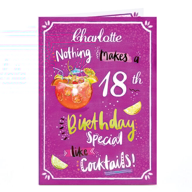 Personalised Birthday Card - Birthday Cocktails, Editable Age