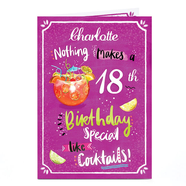 Personalised Birthday Card - Birthday Cocktails, Editable Age