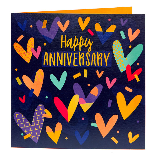 Platinum Collection Anniversary Card - Foil Hearts