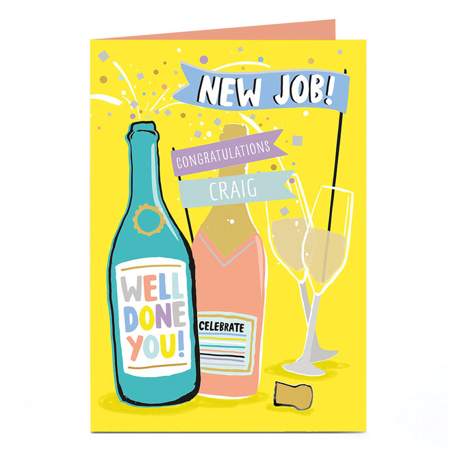 Personalised New Job Card - Congratulations Champagne