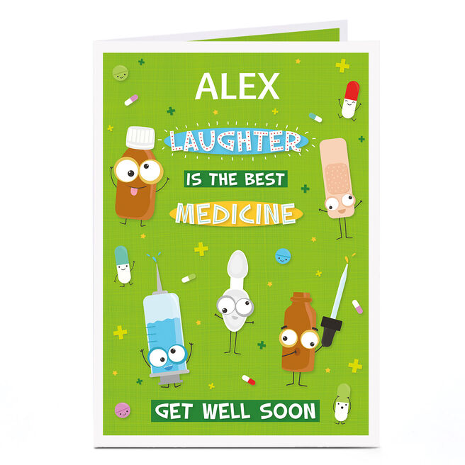 Personalised Get Well Soon Card - Laughter Is The Best Medicine