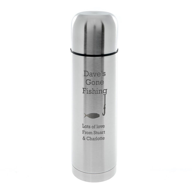 Personalised Engraved Stainless Steel Vacuum Flask - Gone Fishing
