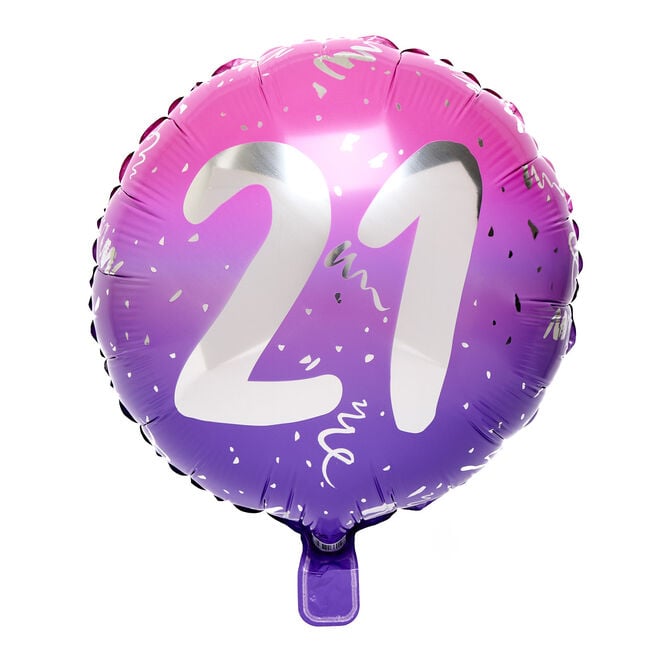 Pink Ombre 21st Birthday 18-Inch Foil Helium Balloon