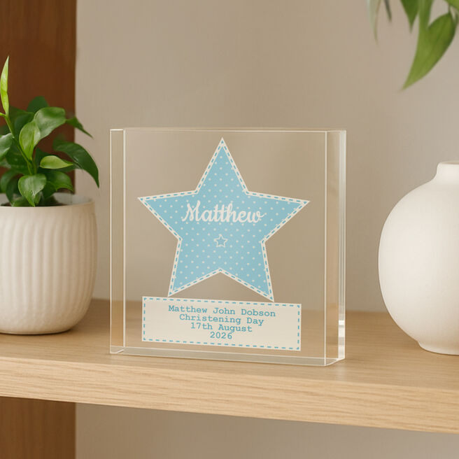 Personalised Stitch & Dot Baby Boy Crystal Token