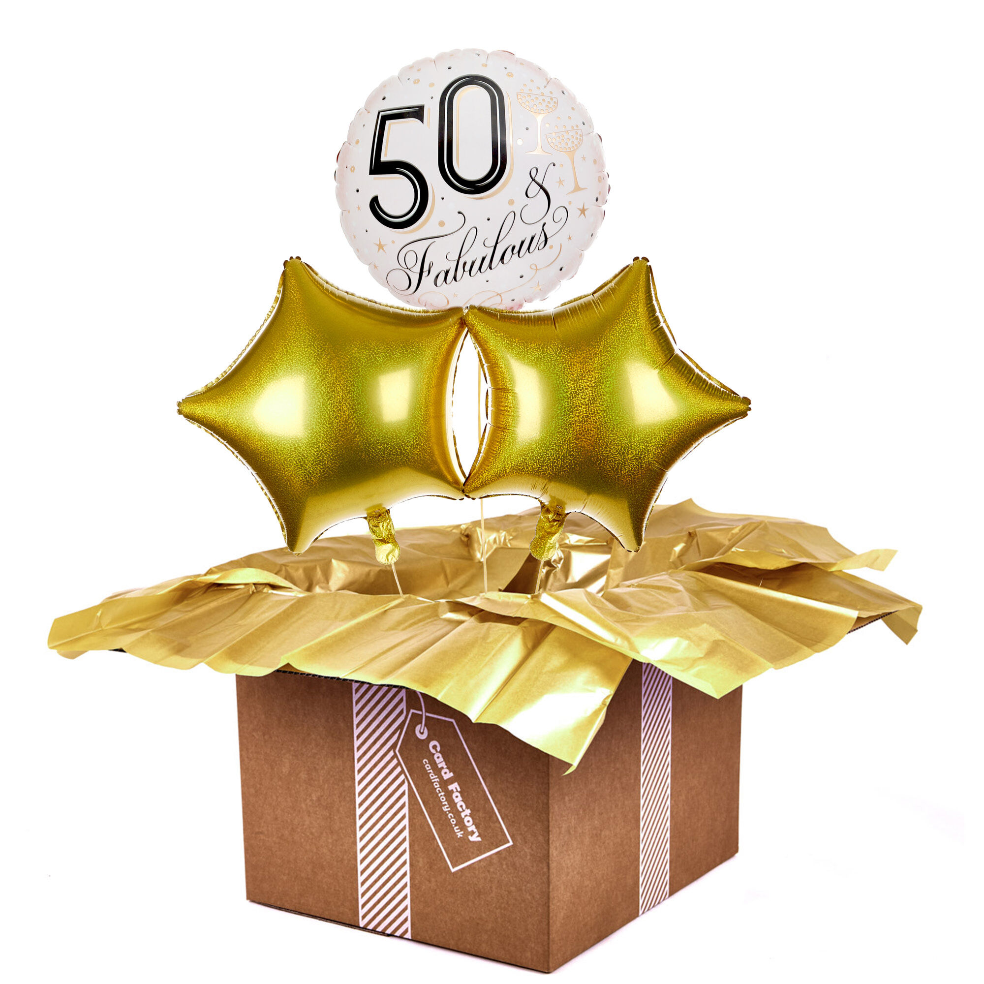 50. Geburtstagskarte Für Onkel – Ballon-Design, 14,8x14,8 Cm – Mit Braunem Umschlag