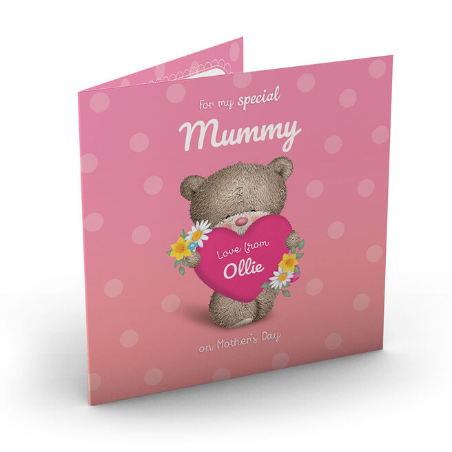 Personalised Hugs Mother's Day Charity Card - Bear Holding Heart