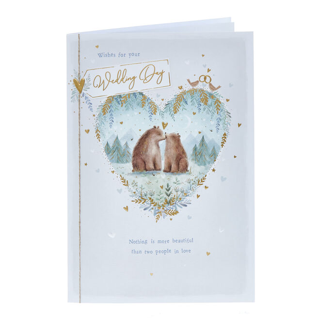 Bears In A Heart Wedding Card