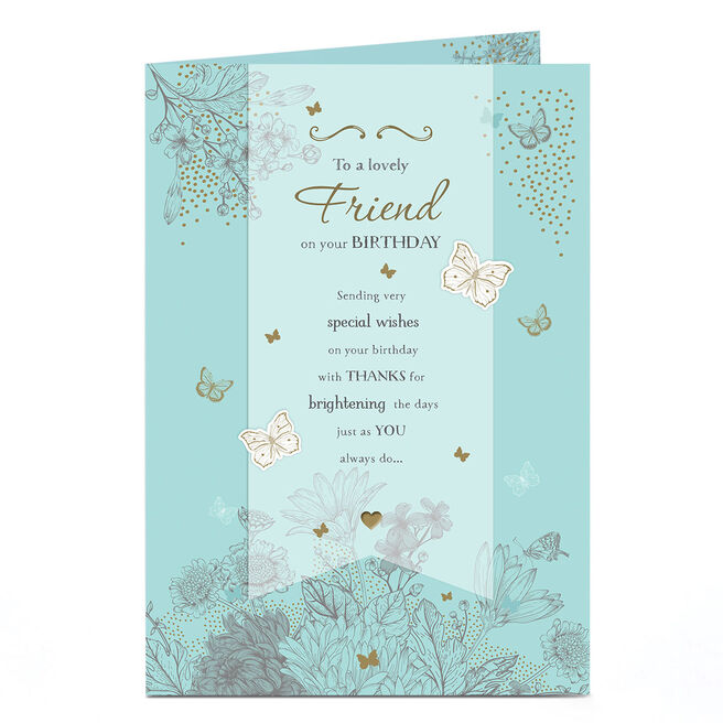 Birthday Card - Lovely Friend Turquoise