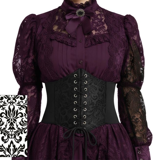Fancy Dress Black Shiny Corset