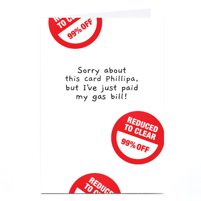 Personalised PG Quips Birthday Card - Gas Bill