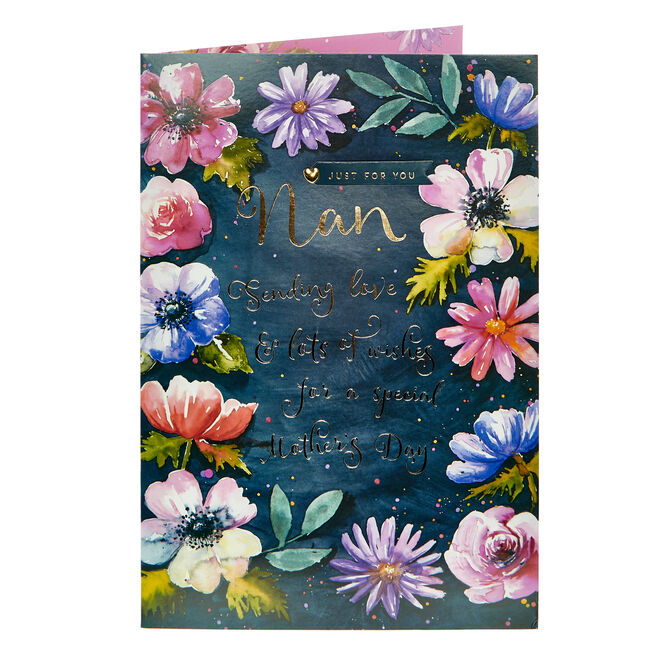 Nan Love & Wishes Floral Border Mother's Day Card