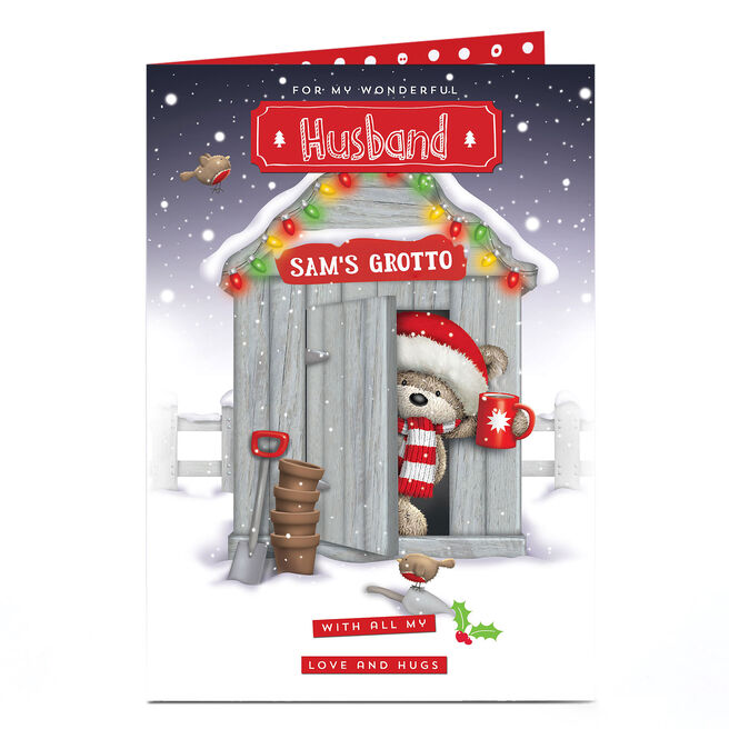 Hugs Personalised Christmas Card - Husband's Grotto