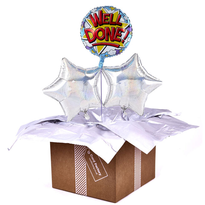 Well Done Silver Balloon Bouquet - DELIVERED INFLATED!