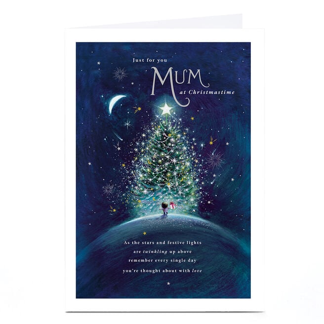 Personalised Christmas Card - Child in Front of Tree, Mum