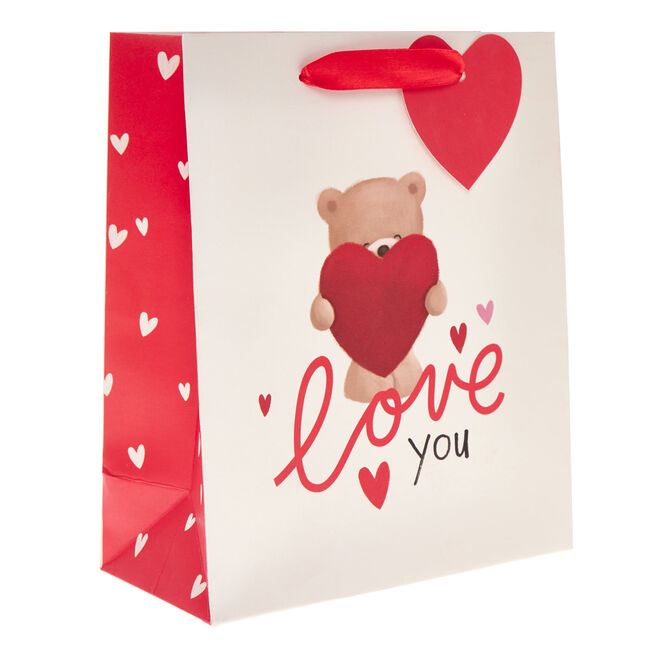 Love You Hugs Bear Medium Portrait Valentine's Day Gift Bag
