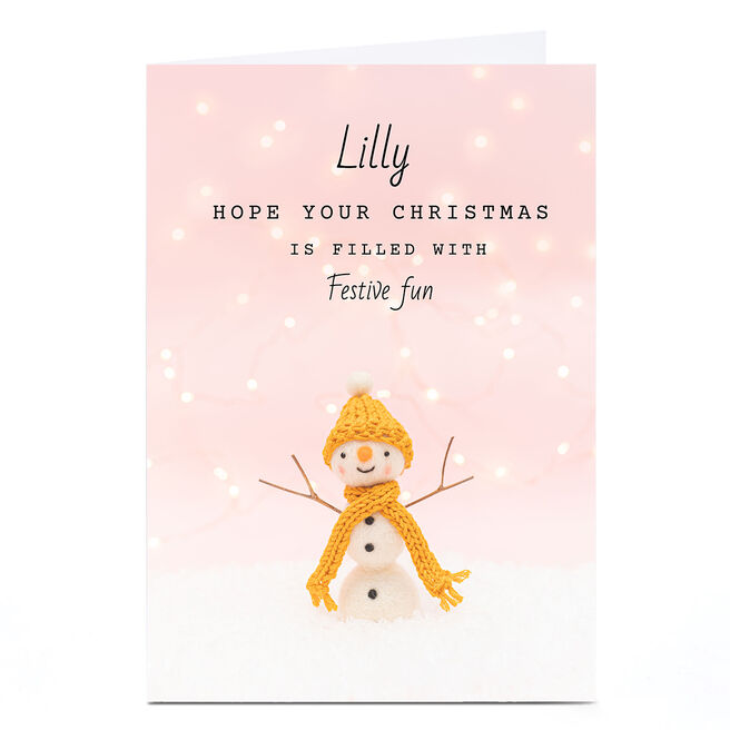 Personalised Lemon & Sugar Christmas Card - Snowman