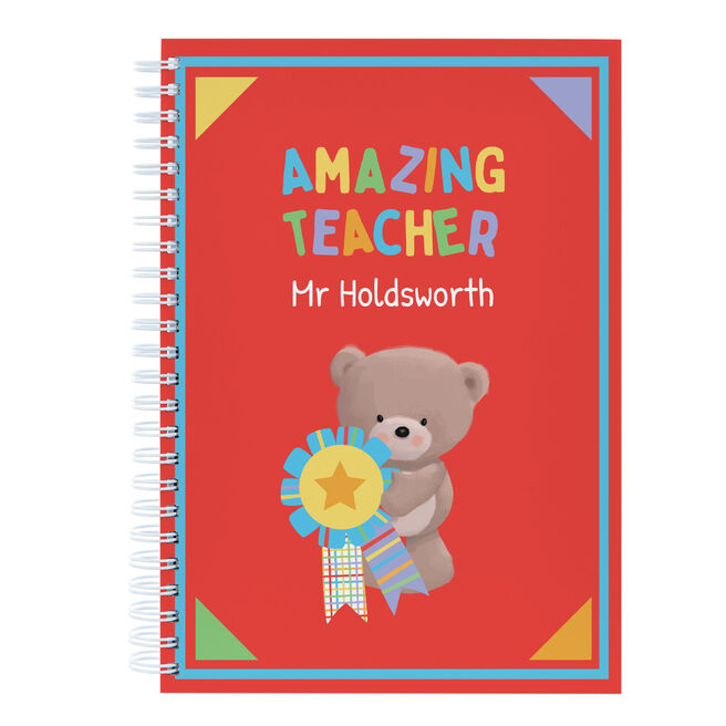 Personalised Hugs Thank You Teacher Notebook - Amazing Teacher Medal