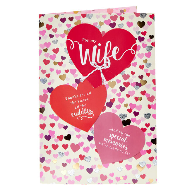 Wife Heart Cutouts Wedding Anniversary Card