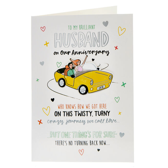 Husband Twisty Turny Crazy Journey Wedding Anniversary Card