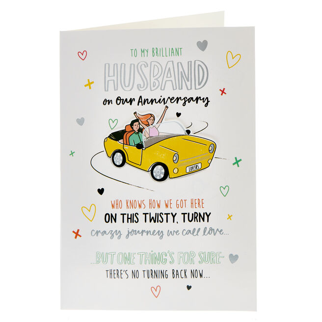 Husband Twisty Turny Crazy Journey Wedding Anniversary Card