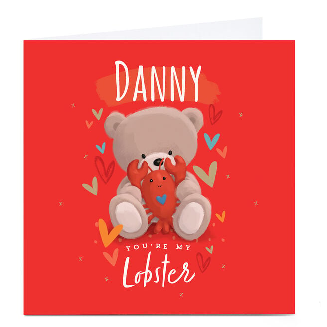 Personalised Hugs Bear Valentine's Day Card - You're my Lobster