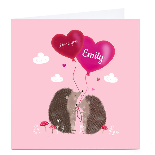 Personalised Kerry Spurling Valentine's Day Card - Hedgehogs