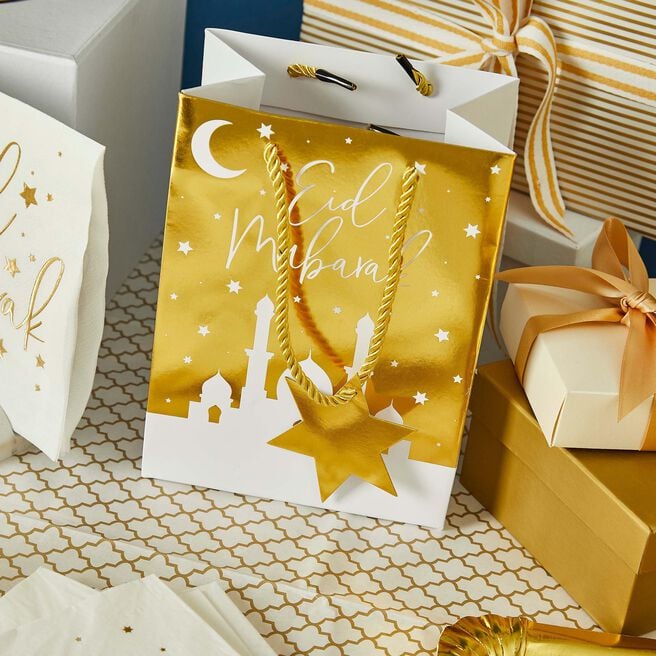 Eid Mubarak Gold Gift Bags - Pack of 5