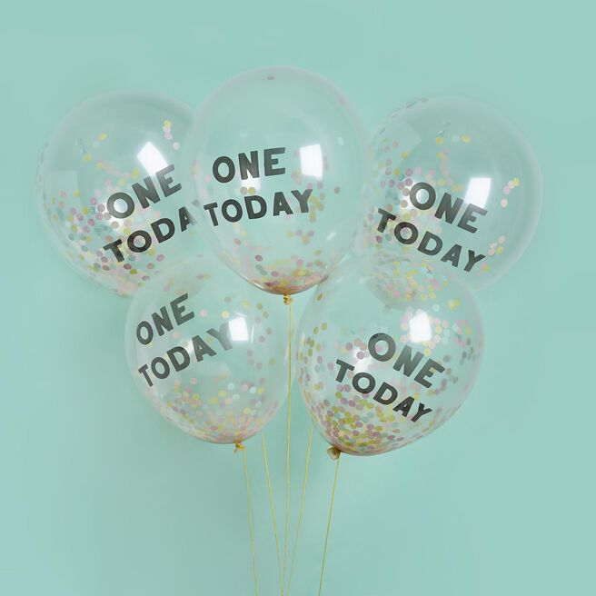 One Today Confetti 12-Inch Latex Balloons - Pack of 5