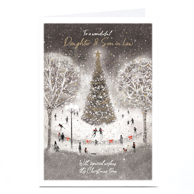 Personalised Christmas Card - Ice Skating Rink Scene, Daughter & Son-in-Law