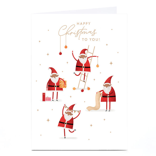Personalised Christmas Card - 4 Little Santa Characters