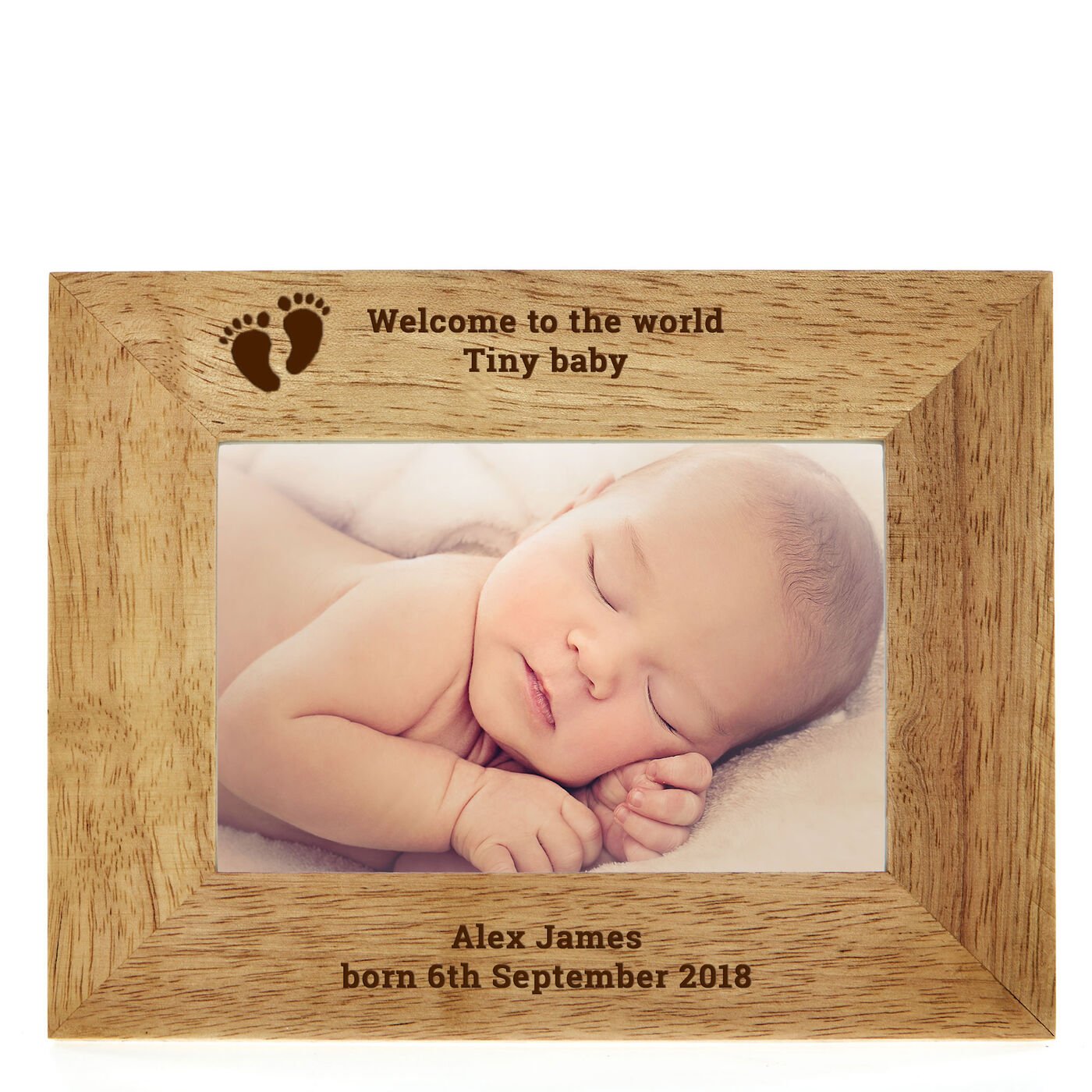 Buy Personalised Engraved Wooden Photo Frame Baby's Footprints for