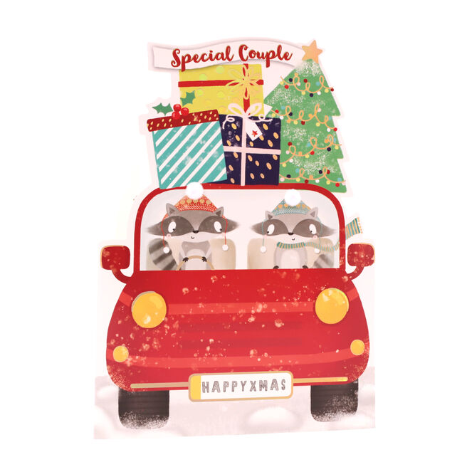 Christmas Card - Special Couple, Cute Car