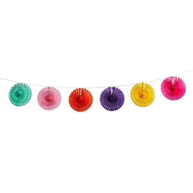 Colourful Paper Fan Garland 2m