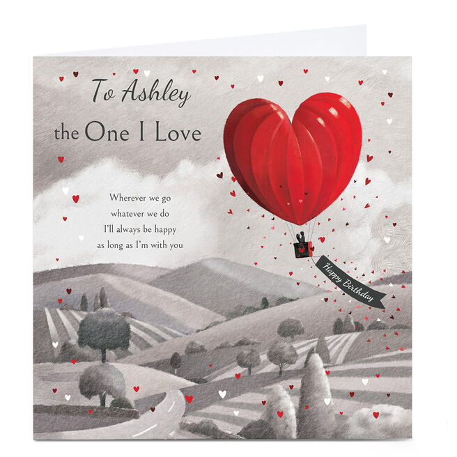 Personalised Birthday Card - One I Love Heart Air Balloon