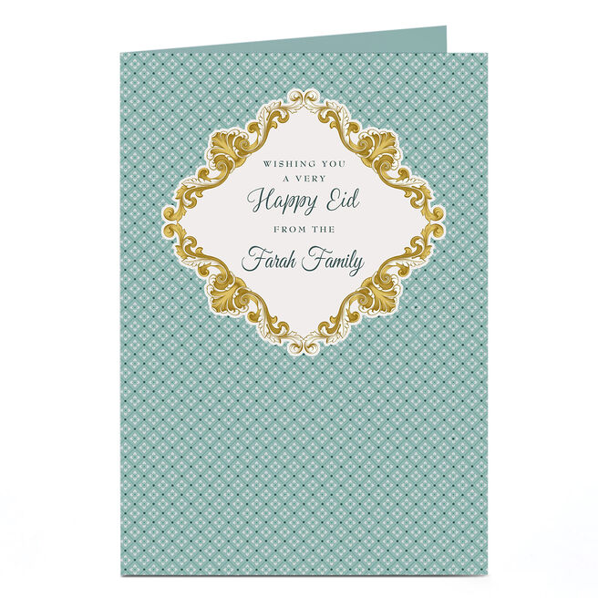 Personalised Eid Card - Blue And Gold