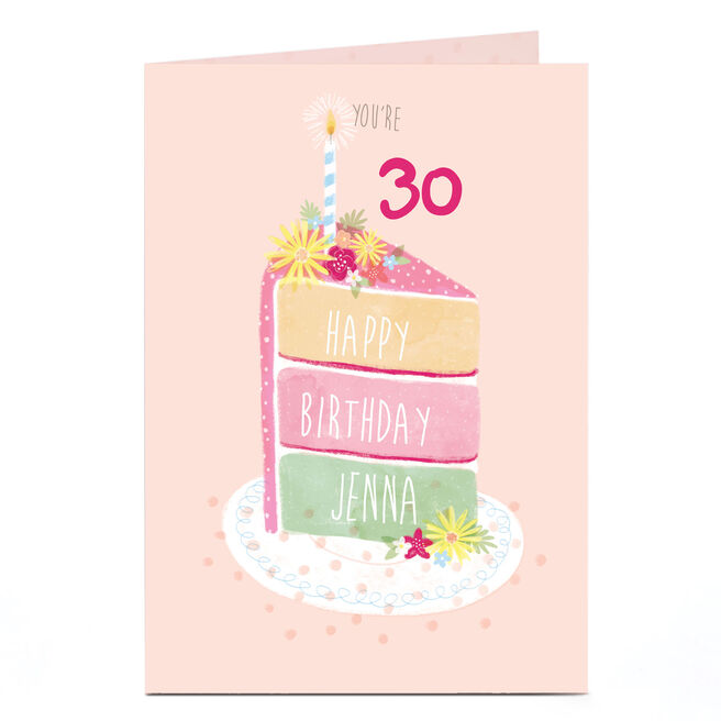 Personalised Birthday Card - Slice Of Cake, Editable Age 