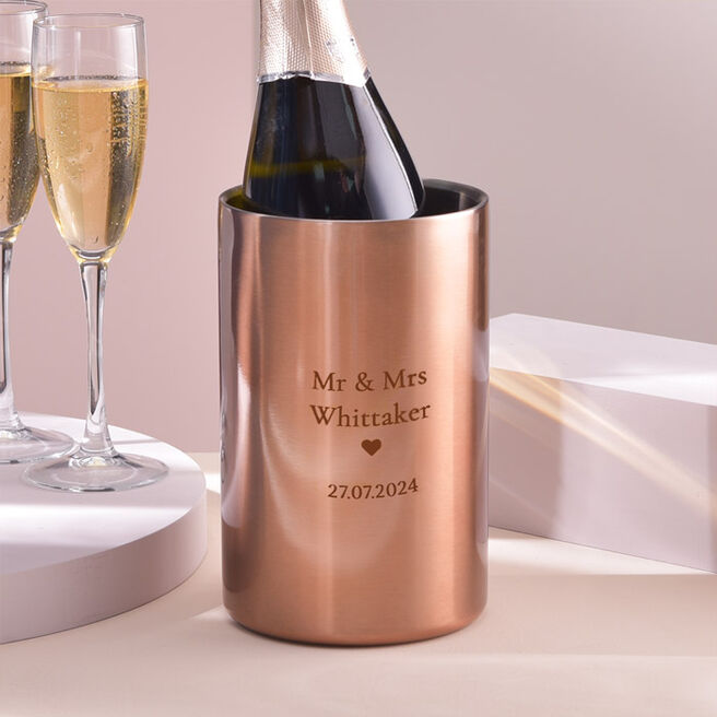 Personalised Engraved Wine Cooler Bucket - Love Heart