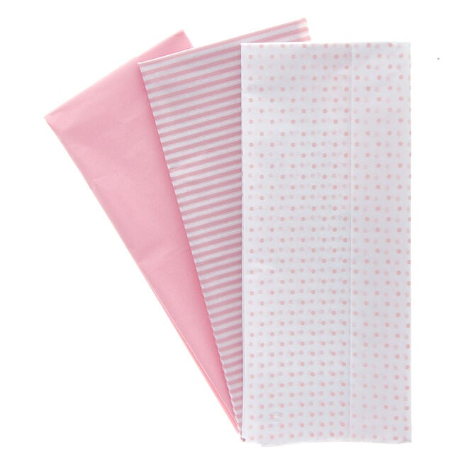 Baby Pink Patterned Tissue Paper - 6 Sheets
