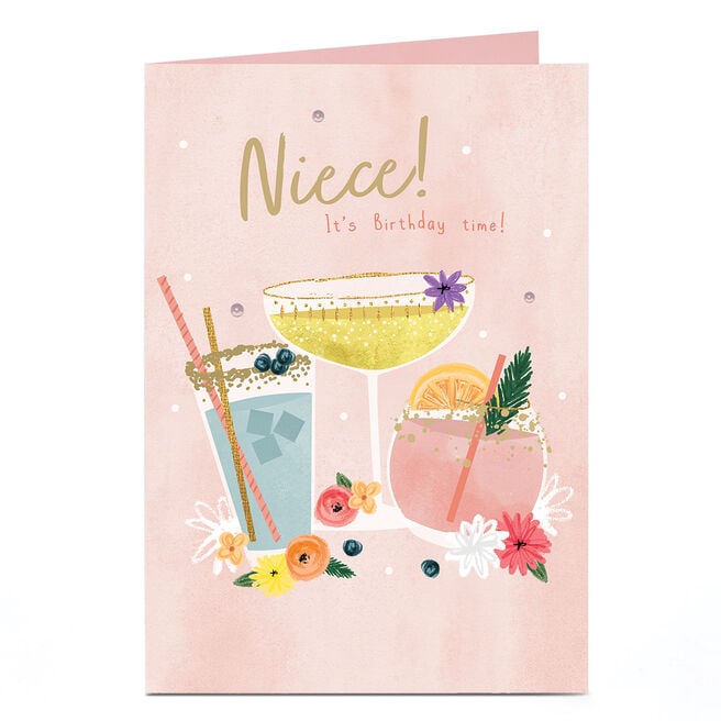 Birthday Card - Birthday Time Cocktails, Niece