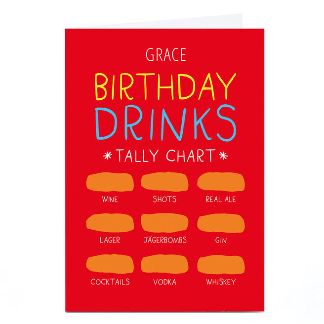 Personalised Banghead Birthday Card - Drinks Tally